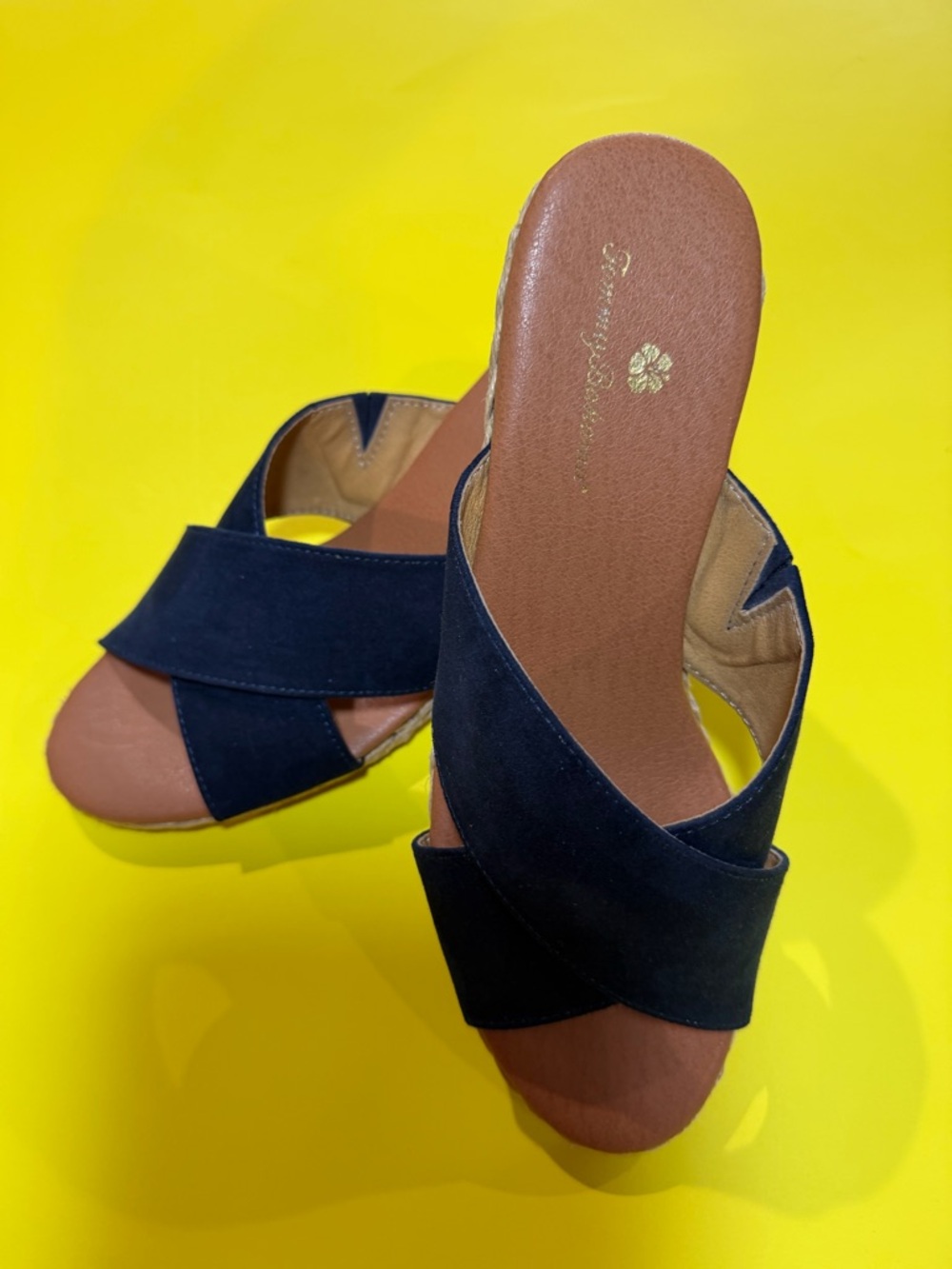 Tommy Bahama Navy Crisscross Slide Mules